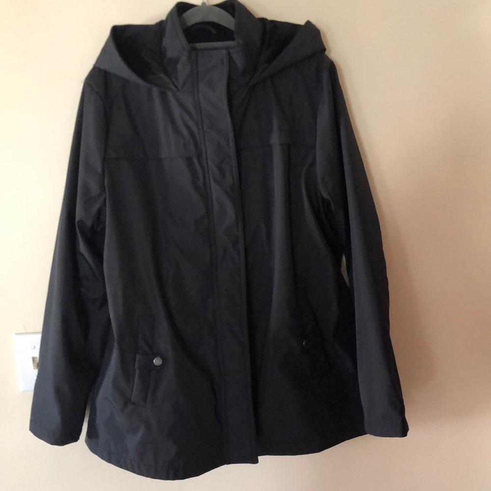 Weatherproof black rain jacket size XL